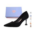 Туфли-лодочки Xingdiman на высоком каблуке 6 см из черной замши в подарочной упаковке - фото