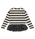 Полосатый трикотаж и атласный топ Monnalisa, черный - фото