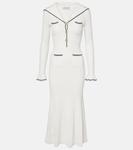 Платье миди из ребристой ткани Self-Portrait, белый - фото