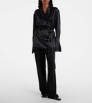 Шёлковый сатиновый топ Eivie с запахом The Row, Black - фото 2