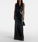 Бархатное платье с халтернеем Stella McCartney, черный - фото 2