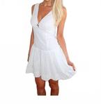 Кабаэлло Мини-платье с V-образным вырезом в белом цвете NIA - фото 2