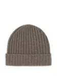 Кашемировая шапка бини в рубчик Boggi Milano, коричневый - фото