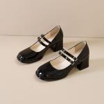 Туфли на блочном каблуке Mary Jane Komanic, Ecru - фото 4