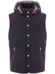 Brunello Cucinelli дутый жилет с капюшоном, синий - фото