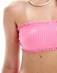 Бикини-топ-бандо Stella из сирсакера розового цвета Asos Design - фото 4