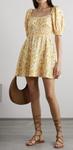 Платье-мини с нарциссами в сборку желтого цвета Multi Peony - фото 4