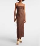 Льняное платье-бюстье Evalita SIR, коричневый - фото 2