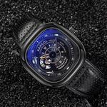 KANGOL Часы Black Friday Automatic Mechanical Movement Genuine Leather Strap Watch Men's Watch Cut-Out Dial - фото 8