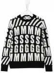 Трикотажный джемпер с логотипом MSGM Kids, черный - фото