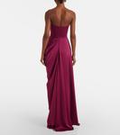 Платье-бюстье из креп-сатина с драпировкой Alex Perry, Beetroot Red - фото 3