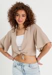 Блуза KNOT CROPPED Cache Cache, бежевый - фото 4