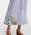 Льняное платье миди Everley Zimmermann, Light Blue Watercolour Floral - фото 5
