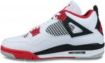 Nike mens Air Jordan 4 Retro, White/Fire Red-Black-Tech Grey - фото 2
