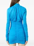 Платье мини с высоким воротником и сборками BLUMARINE, синий - фото 5
