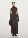 Длинное платье с высоким воротом - студия Massimo Dutti, коричневый - фото