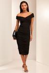Платье миди с рюшами и вырезом бардо Lipsy, черный - фото 3