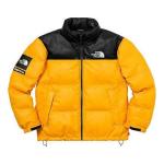 Куртка fw17 x the north face leather nuptse jacket 'yellow' Supreme, желтый - фото