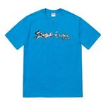 Футболка fw18 fw18 liquid bright blue logo tee Supreme, синий - фото
