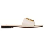 Балли Плоские кожаные сандалии с эмблемой, экрю - фото 2