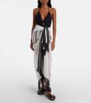 Шелковый пляжный кардиган couture Balmain, White/Black - фото 2