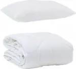 Летнее одеяло с подушкой, 2 шт., белое, из микрофибры vidaXL - фото