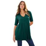 Женская туника-хенли plus size Roaman'S, Emerald Green - фото