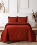 Комплект постельного белья Brisbane Microfiber Solid Oversized Quilt Set, размер Queen Tribeca Living, Rust, Copper - фото