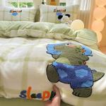 FUANNA Постельное белье, 3 предмета, простыня 90 см, пододеяльник 150x200 см, cat diary - фото 3