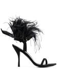 Stuart Weitzman босоножки Plume 100 с перьями, черный - фото