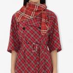 Шелковый шарф Check Burberry, geranium - фото 8