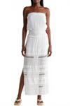 Strapless Crochet Maxi In White ELAN - фото
