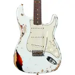 Электрогитара Fender Custom Shop '61 Stratocaster Heavy Relic, супервыцветший старинный Sonic Blue с трехцветным солнечным взрывом - фото