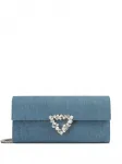 Драгоценный джинсовый клатч с сердечками Sergio Rossi, синий - фото