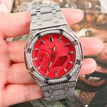 Часы Casio G-Shock Analog-Digital 2100 Series, арт. GA-2100-4A, 44 мм, серебро/стразы - фото 4