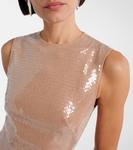 Макси-платье с пайетками и драпировкой David Koma, Beige/Black - фото 4