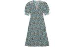 Цветочное платье миди с v-образным вырезом GANNI, синий - фото 3
