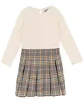 Платье-юбка для девочек в клетку с жилетом косой вязки, 2 предмета Rare Editions - фото 5