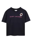 Футболка с цветочной вышивкой Marc Jacobs Kids, синий - фото
