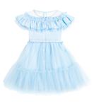 Платье из тюля с оборками Monnalisa, синий - фото 3