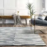 Ковер Reba Handmade Abstract Striped Wool-Blend Flatweave Area Rug nuLOOM, 152x244 см, синий - фото 8