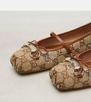 Балетки из ткани с декором horsebit Gucci, Camel Ebony/Sund/Ml - фото 5