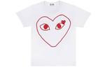 Футболка Comme Des Garcons Play с красным контурным логотипом CDG Play, белая - фото