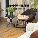 Современное круглое кресло-качалка из искусственного ротанга (PP) с подушкой - фото 5