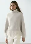 Накидка с бахромой Massimo Dutti, Light Grey - фото
