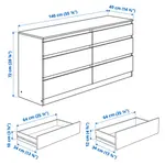 Комод с 6 ящиками, белый, 140x72 см, KULLEN IKEA - фото 5
