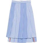 Плиссированная полосатая миди-юбка THOM BROWNE, синий - фото