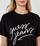 Футболка женская Guess Jeans короткая с надписью, черный - фото 4