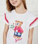 Футболка детская Guess с принтом, белый / розовый - фото 4