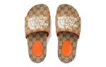 Шлепанцы женские Gucci x The North Face, бежевый / оранжевый - фото 4